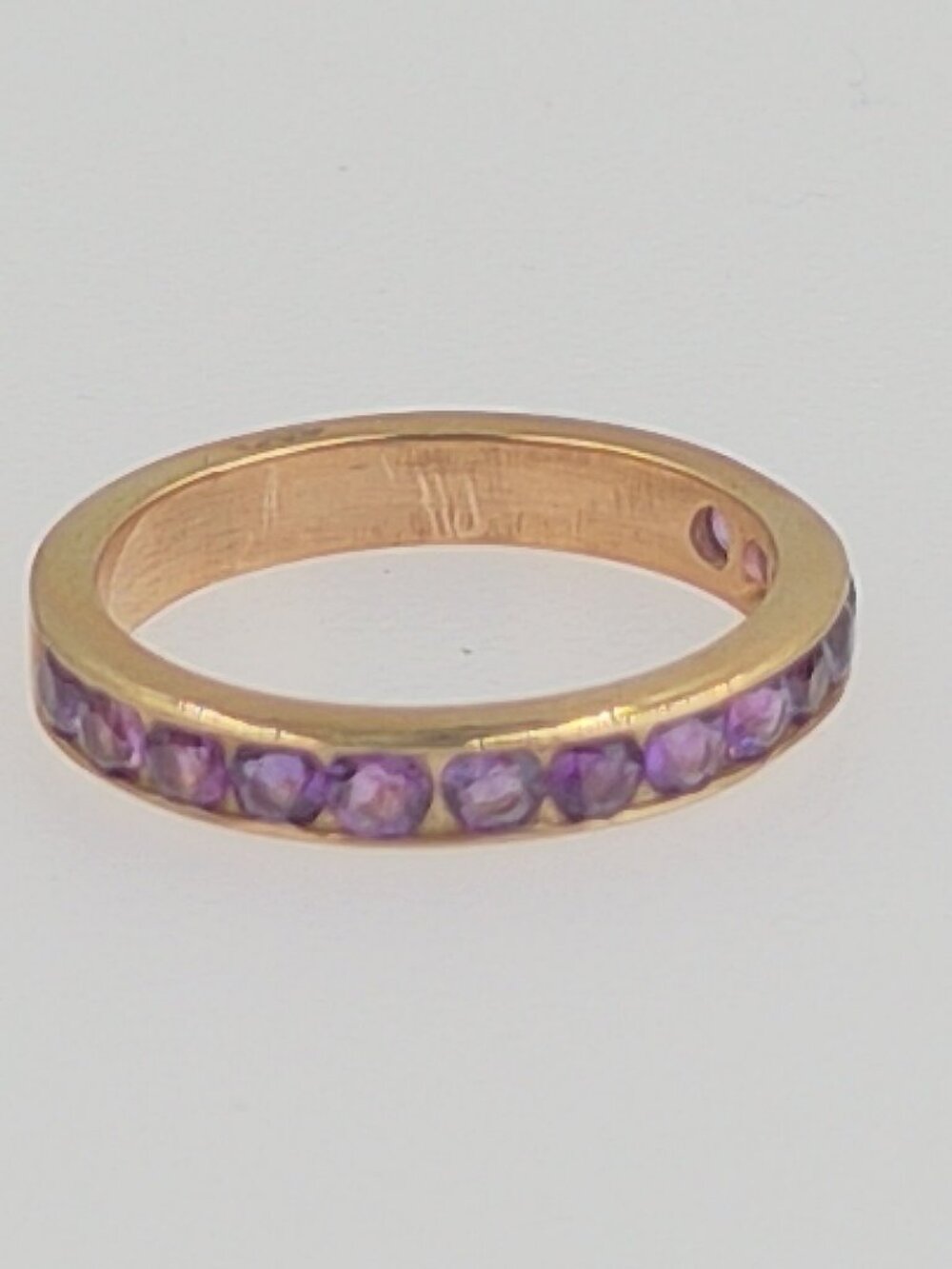 Solid 14K Yellow Gold Amethyst Half Eternity Band Ring 0.70ctw Size 6.5 R2545